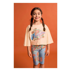 Maison Mangostan - Geblümtes Crop T-Shirt | Blassgelb