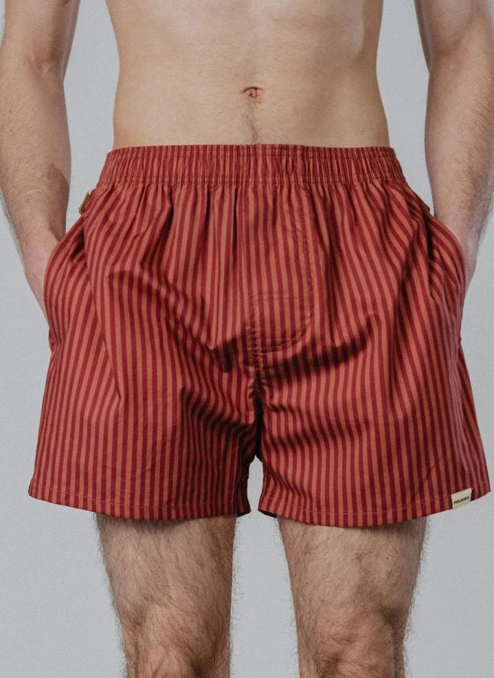 Pockies - Boxer corto a rayas | Ocre rojizo