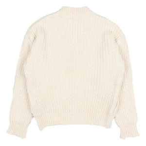 Búho - Organic cotton V-neck ribbed cardigan | Off-white
