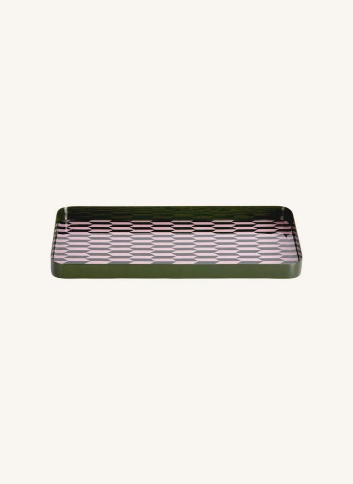 Present Time - Salerno Patterned Metal Tray | Forest Green