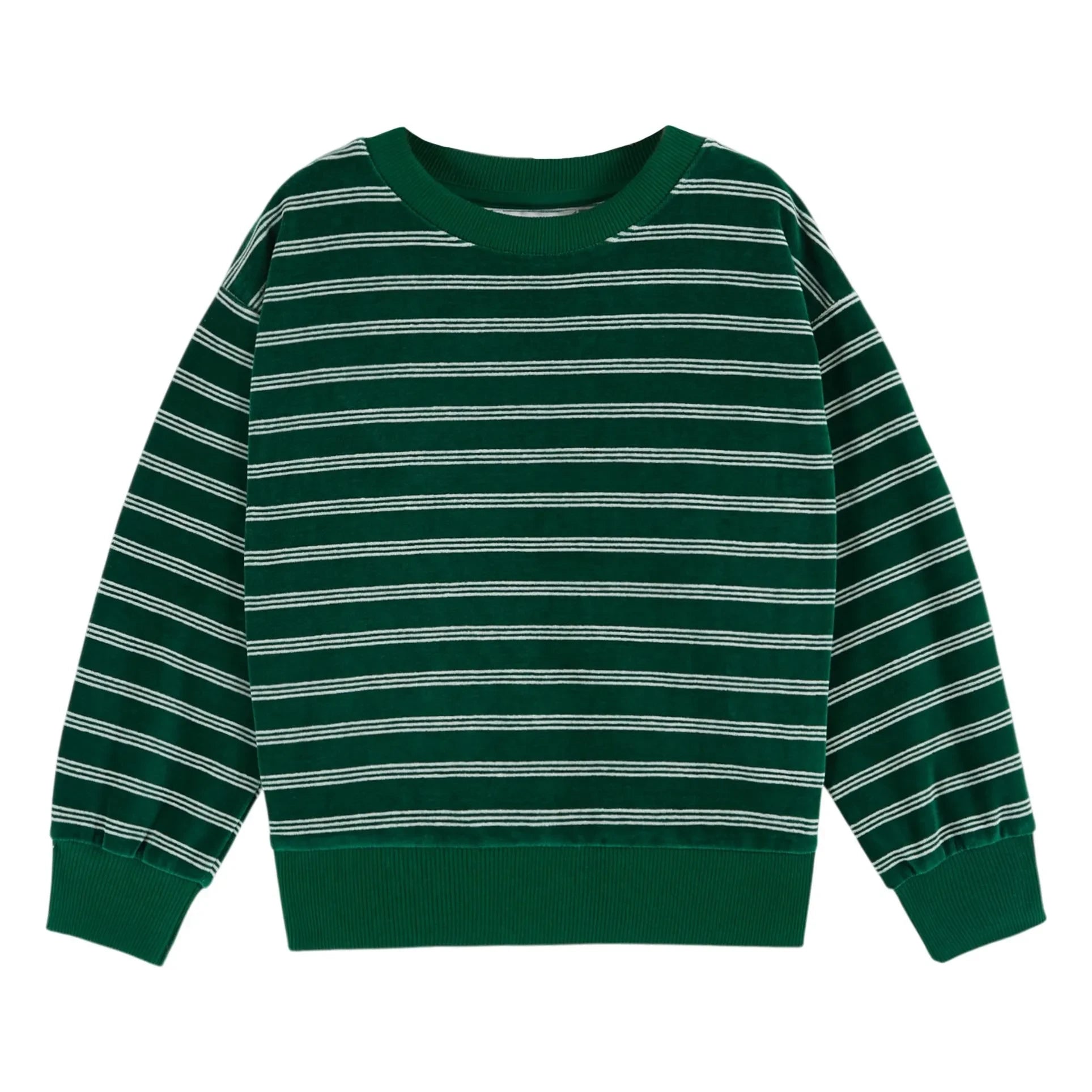 Emile et Ida - Organik pamuklu çizgili sweatshirt | Yeşil