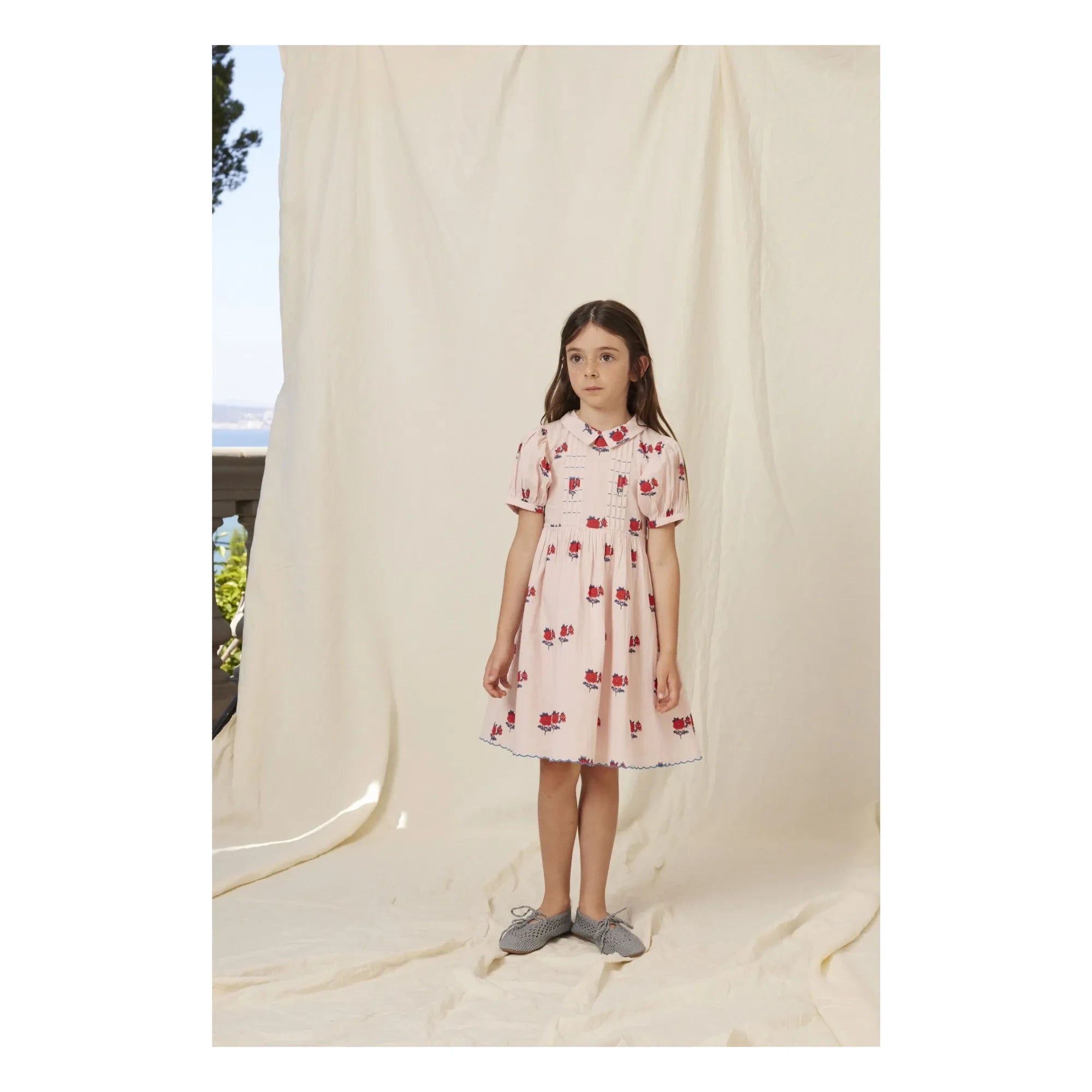 Bebe Organic - April Fleurs Puantiyeli Kol Elbise | Soluk Pembe