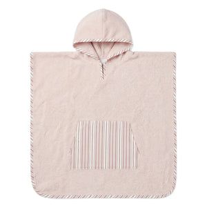 Editions Aimable - Paula bath poncho | Raspberry Striped Poplin