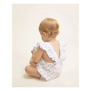 Búho - Bali Floral Pattern Cotton Gauze Romper Shorts | Indigo Blue