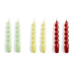 Hay - Velas en espiral - Juego de 6 | Amarillo y verde