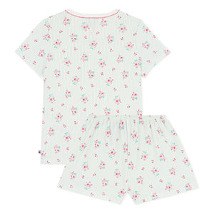 Petit Bateau - Pantalón corto de pijama a rayas y flores | Verde