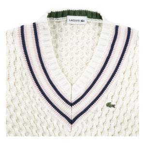 Lacoste – Pullover aus Bio-Baumwolle mit Zopfmuster | Ecru