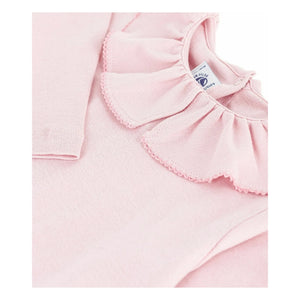 Petit Bateau - Organik pamuklu fırfırlı yakalı Tişört | Pembe