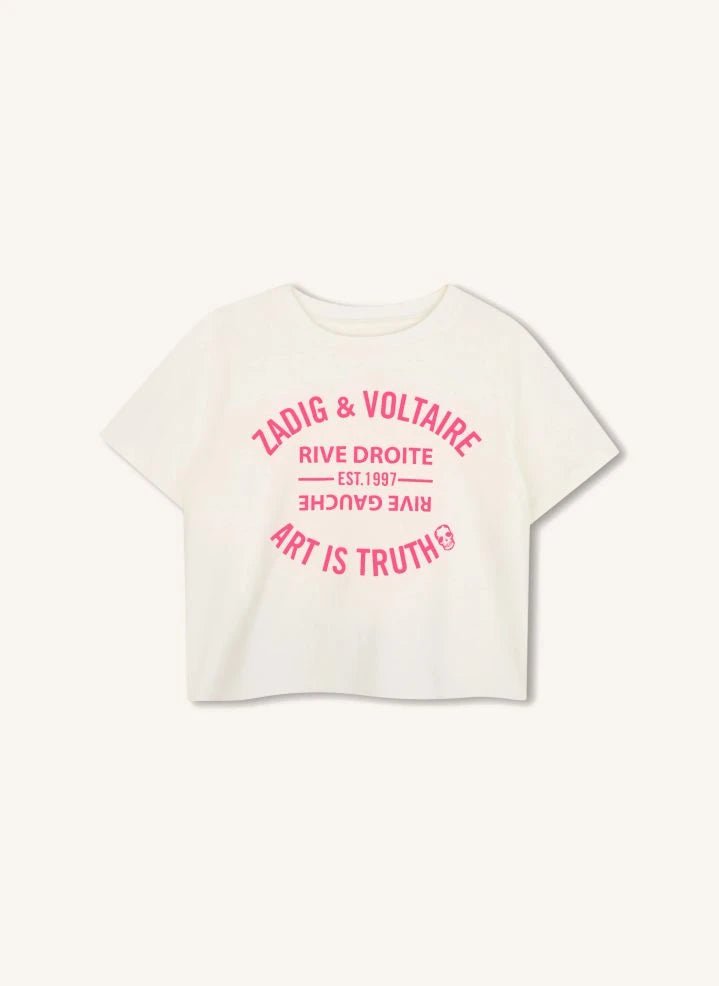 Zadig & Voltaire - سويتشيرت بشعار Art Is Truth قطن عضوي | وردي