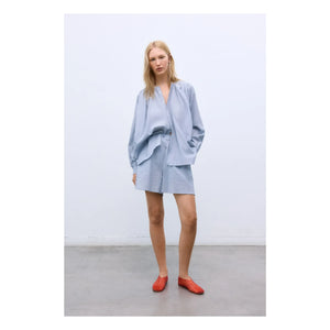 the new society - Cloe Cotton Short Skirt | Light Blue