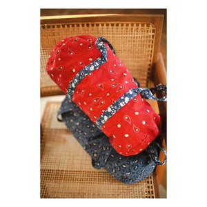 Louis Louise - Denim-Tasche mit Leopardenmuster und Bommel | Hellblau