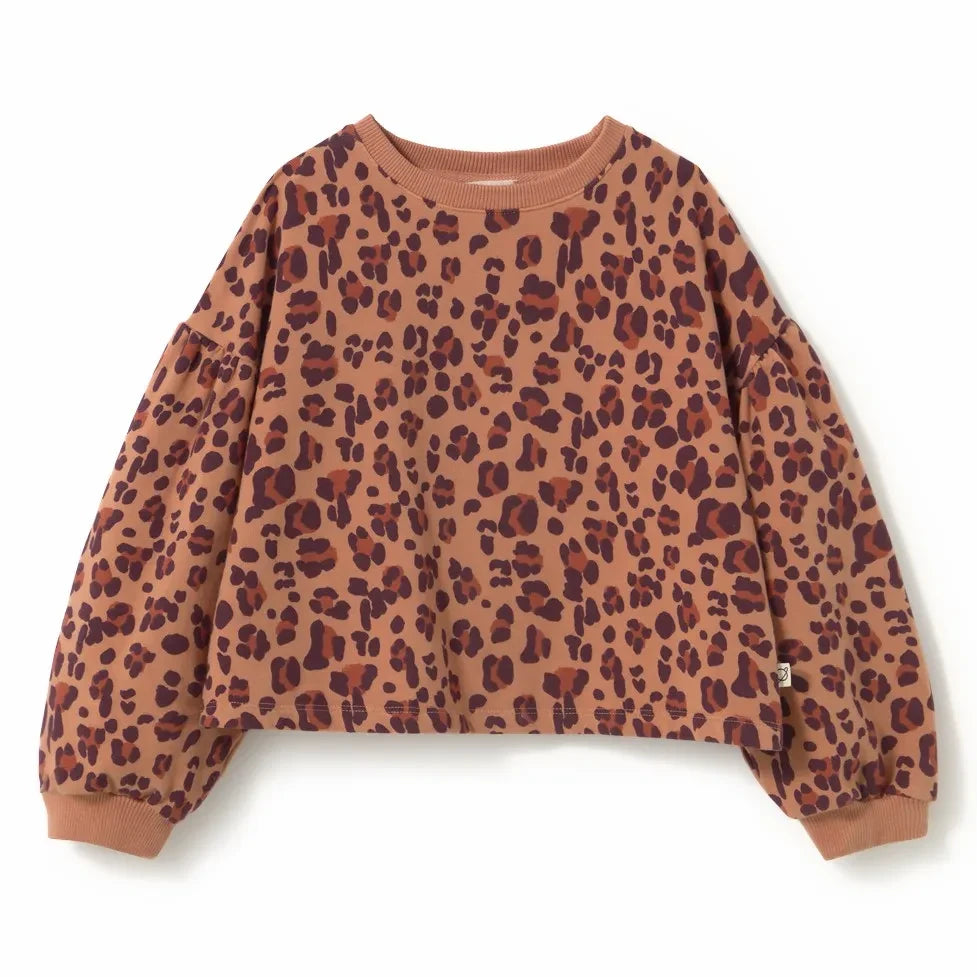 Cozmo - Elia Leopar Organik Pamuklu Sweatshirt | Mercan