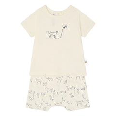 Bonpoint - Fanilo Set aus Bio-Baumwoll-T-Shirt und Shorts | Ecru