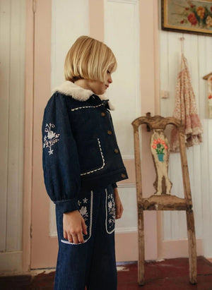 Louise Misha - Rafalina Denim Ceket | Koyu Mavi