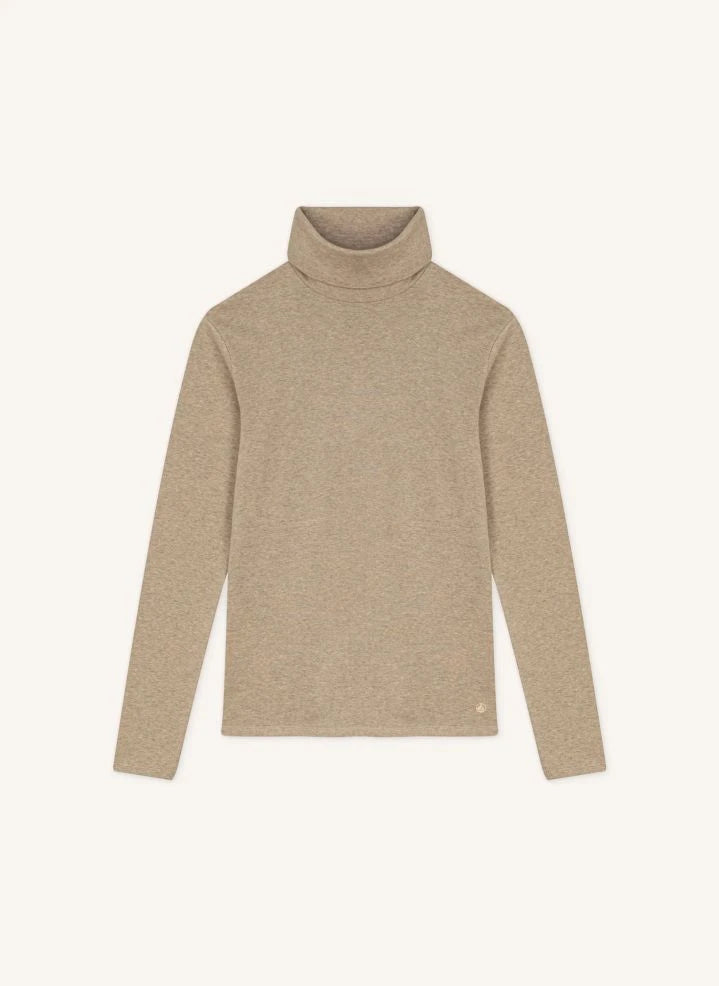 Petit Bateau - Düz balıkçı yaka | Heather beige