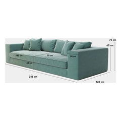 Panac Edition - Bellechasse 3-Sitzer-Sofa, roh Samt - 245 cm | Marineblau