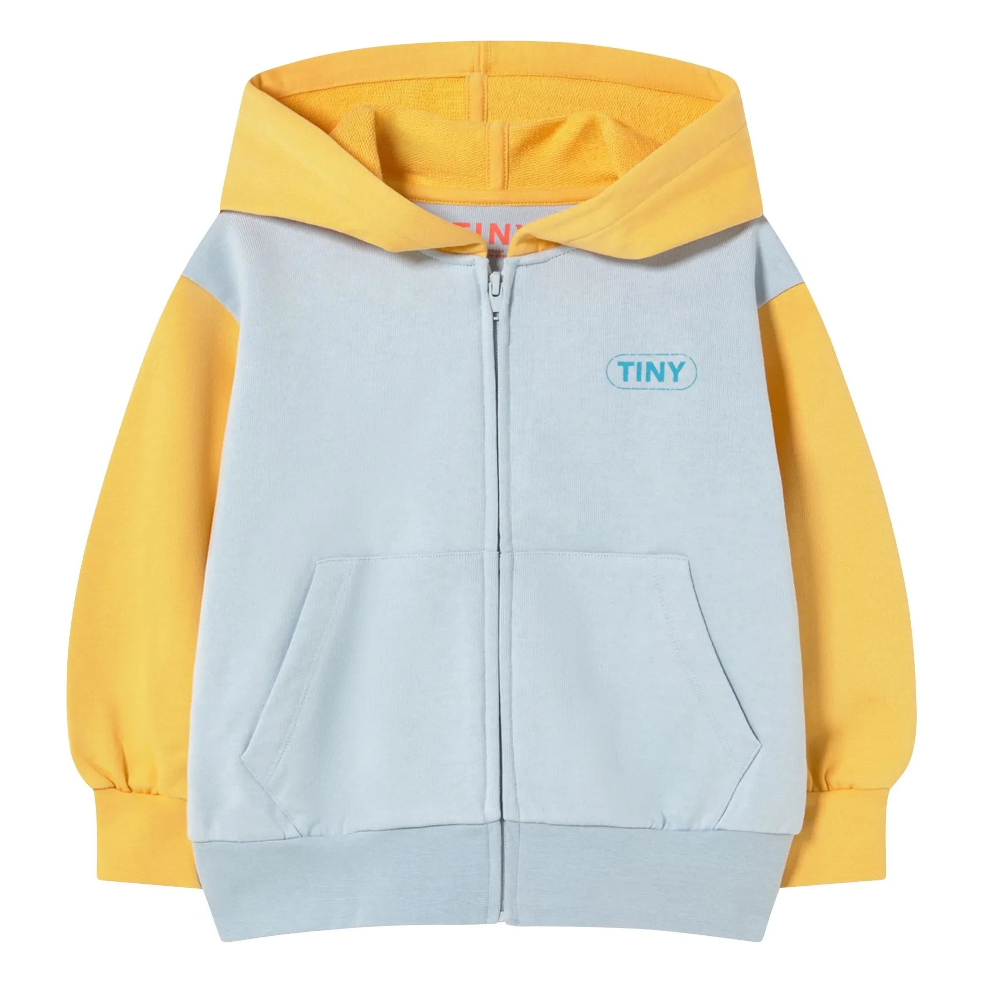Tinycottons - Renk Bloklu Organik Pamuklu Kapüşonlu Sweatshirt | Yeşil