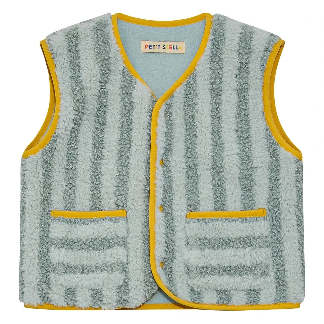 Petit Stella - Chaqueta Sherpa de Rayas sin Mangas | Azul