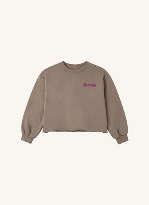 Smallable Kid - Plum Pocket Kiss Organik Pamuklu Sweatshirt | Buzlu Kahverengi