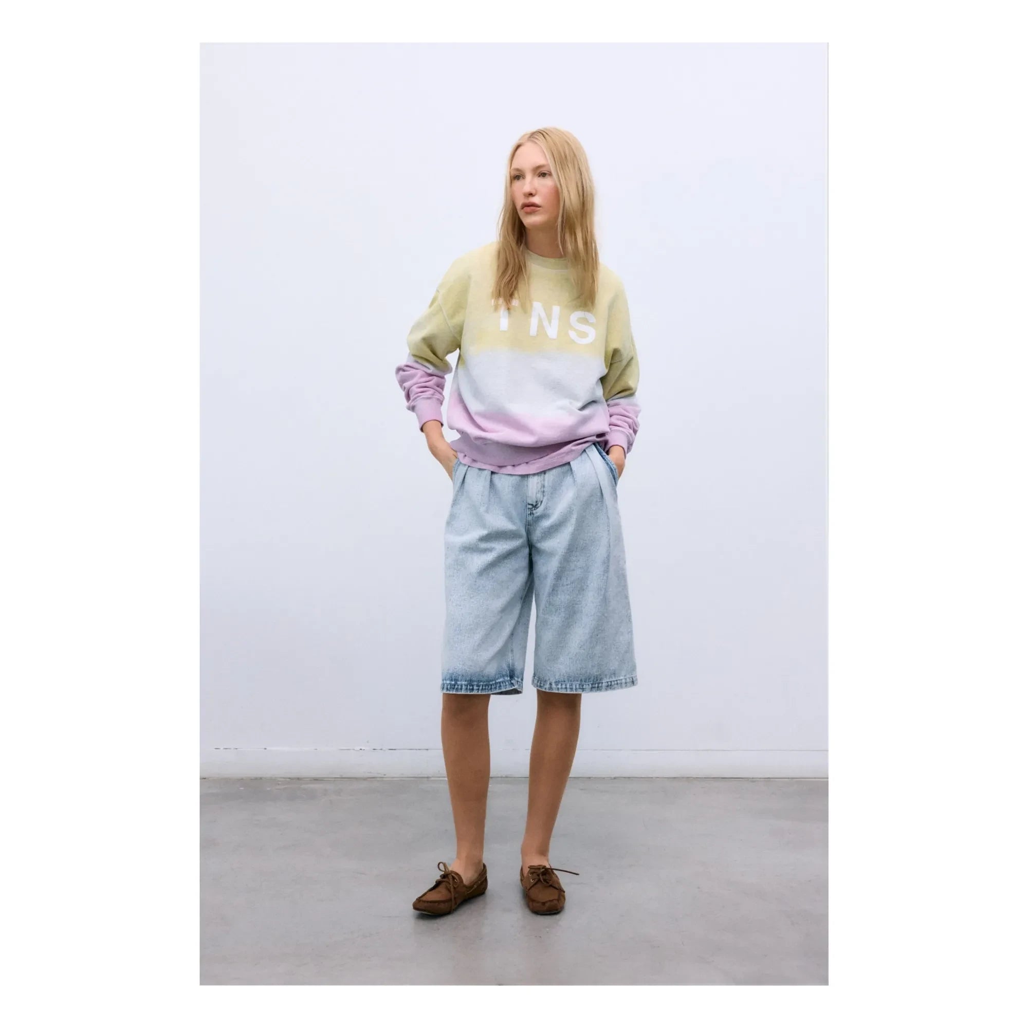 the new society - Pamuklu Bermuda şort | Denim mavisi