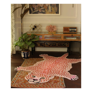 Doing Goods - Pembe Yün Leopar Desenli Halı | Pembe