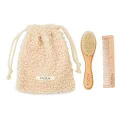 My Little Freckle - Set cepillo para el cabello + peine + bolsa Sherpa | Beige