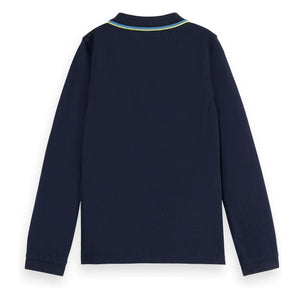 Scotch & Soda - Uzun kollu pique polo gömlek | Lacivert