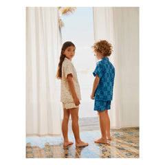 Molo - Lexi Damier Organic Cotton Short Pajamas | Blue