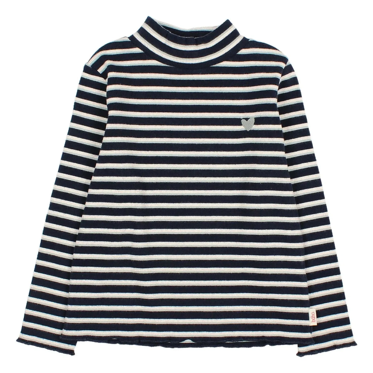Búho - Camiseta de cuello alto con rayas | Azul marino