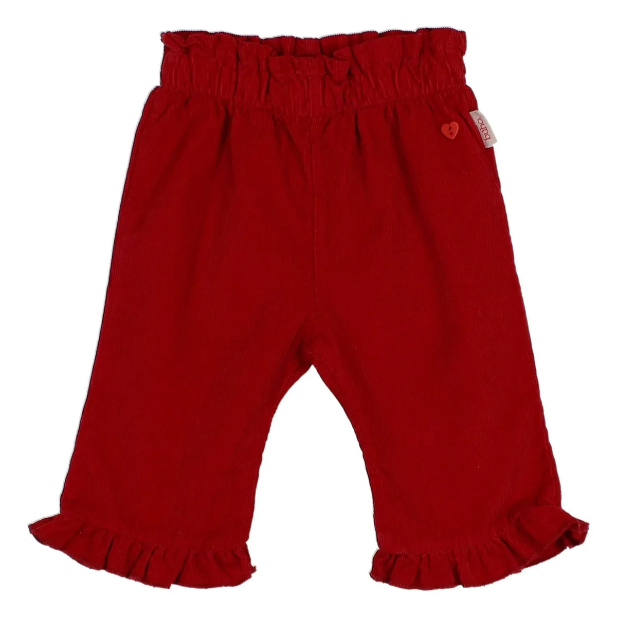 Búho - Pantalón con Volantes de Terciopelo Suave | Rojo cereza