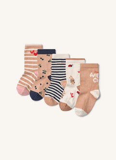 Liewood - 5 Paar Silas Gestreifte Socken Set | Blassrosa