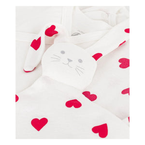 Petit Bateau - 3 Parça Pijama Tulum ve Sevimli Kalpler Hediye Seti | Beyaz