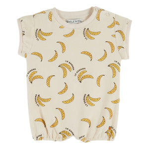 Emile et Ida – Bananen-Frottee-Strampler aus Bio-Baumwolle | Creme