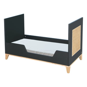 Théo - Nami Cedar and Wicker Weave Baby Bed 60x120cm | Black