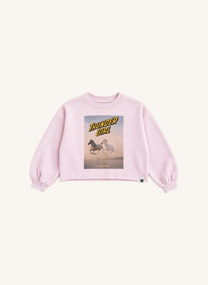 Hundred Pieces - Belmont Horses Organik Pamuklu Sweatshirt | Açık Pembe