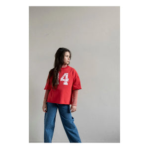 Jenest - Tara Camiseta de cuello alto con rayas | Roja