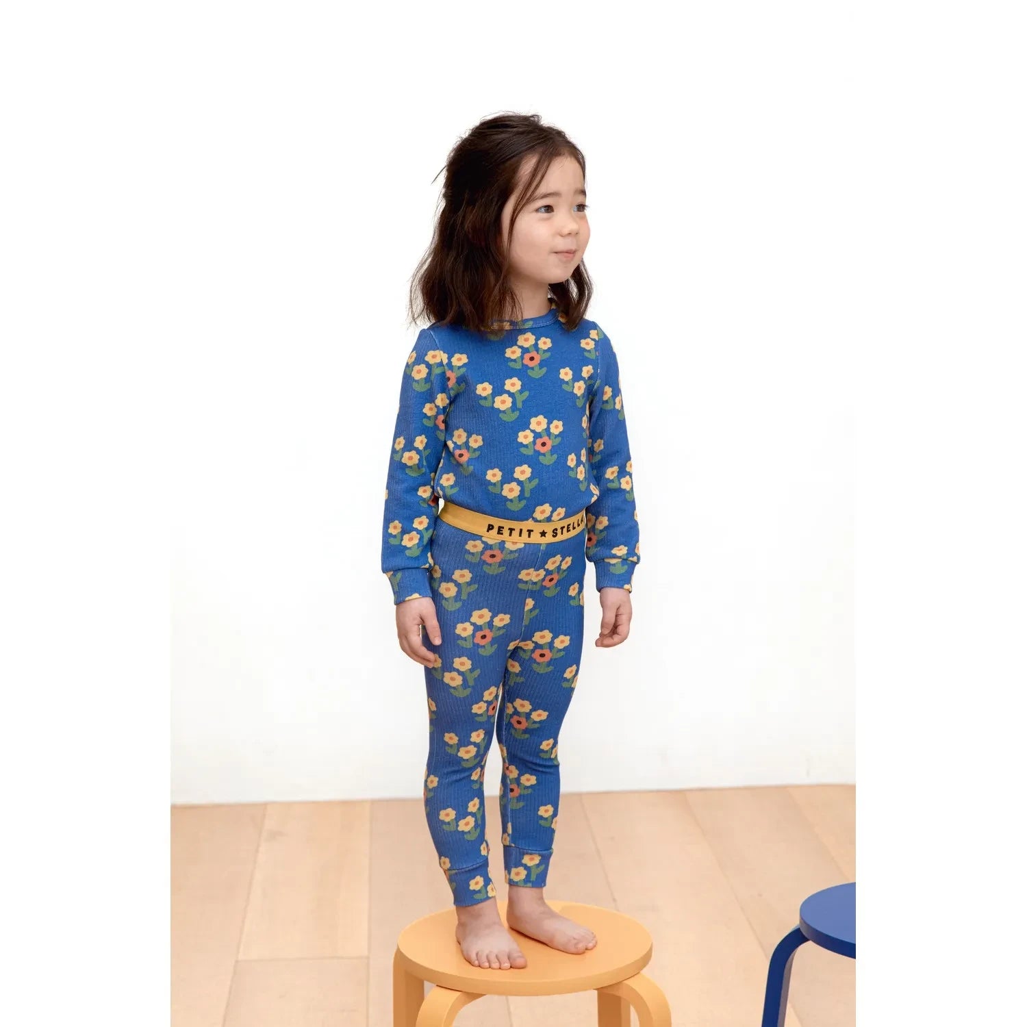 Petit Stella - Pijama de algodón Pima y modal con estampado floral | Azul