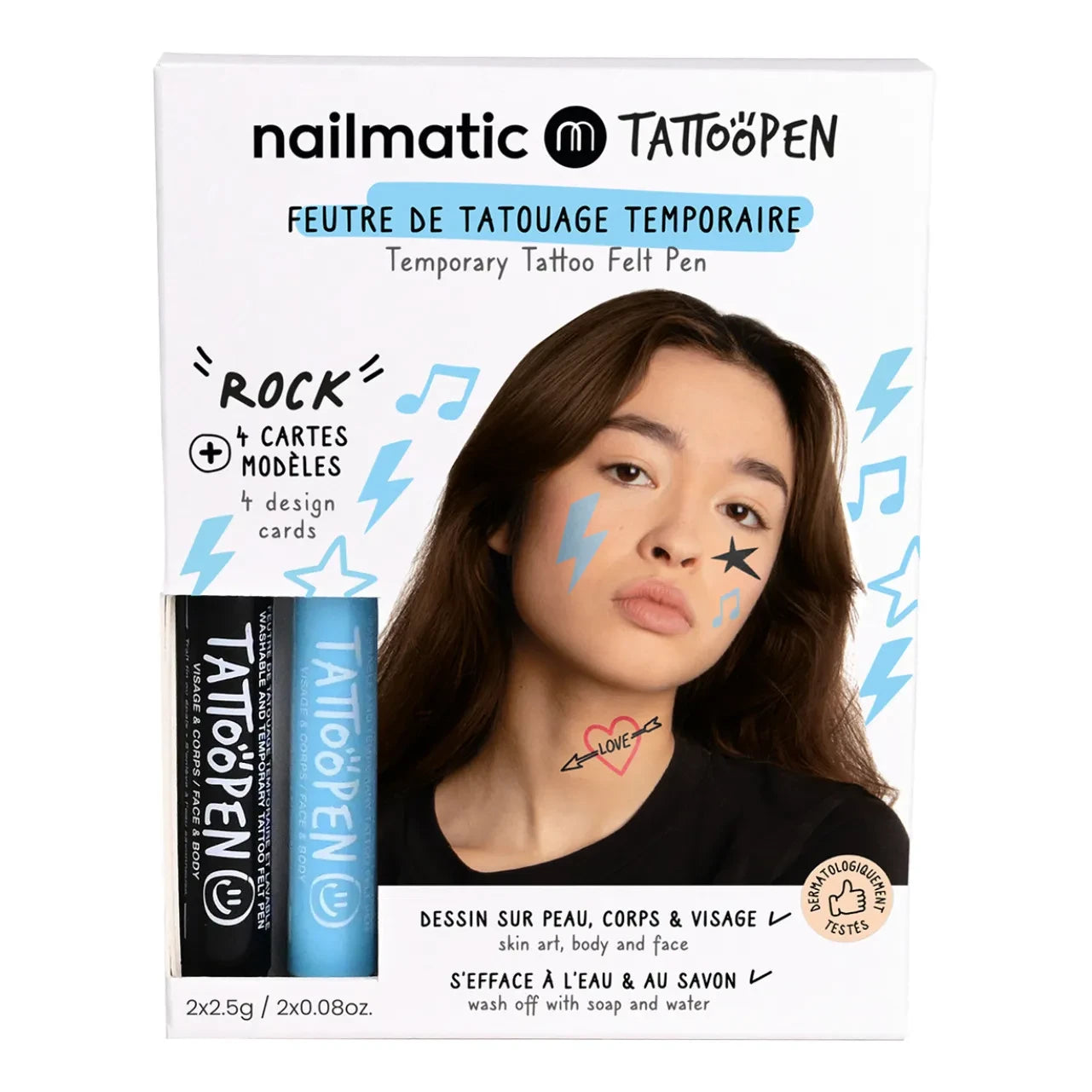 Nailmatic Kids - Tattoopen Rock dövme keçeli kalem ikili set