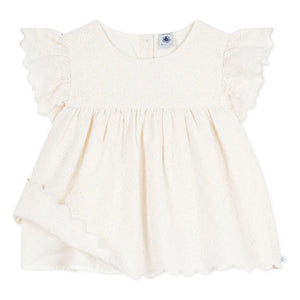 Petit Bateau – Broderie Anglaise Bluse aus Bio-Baumwolle | Ecru
