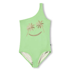 Molo – Asymmetrischer Badeanzug Nai Golden Smile recycelte Fasern | Anisgrün