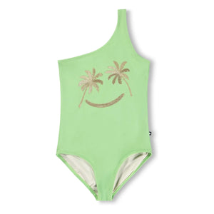Molo – Asymmetrischer Badeanzug Nai Golden Smile recycelte Fasern | Anisgrün