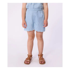 Petit Bateau - Organik Pamuklu Chambray Kalp Şort | Açık Mavi
