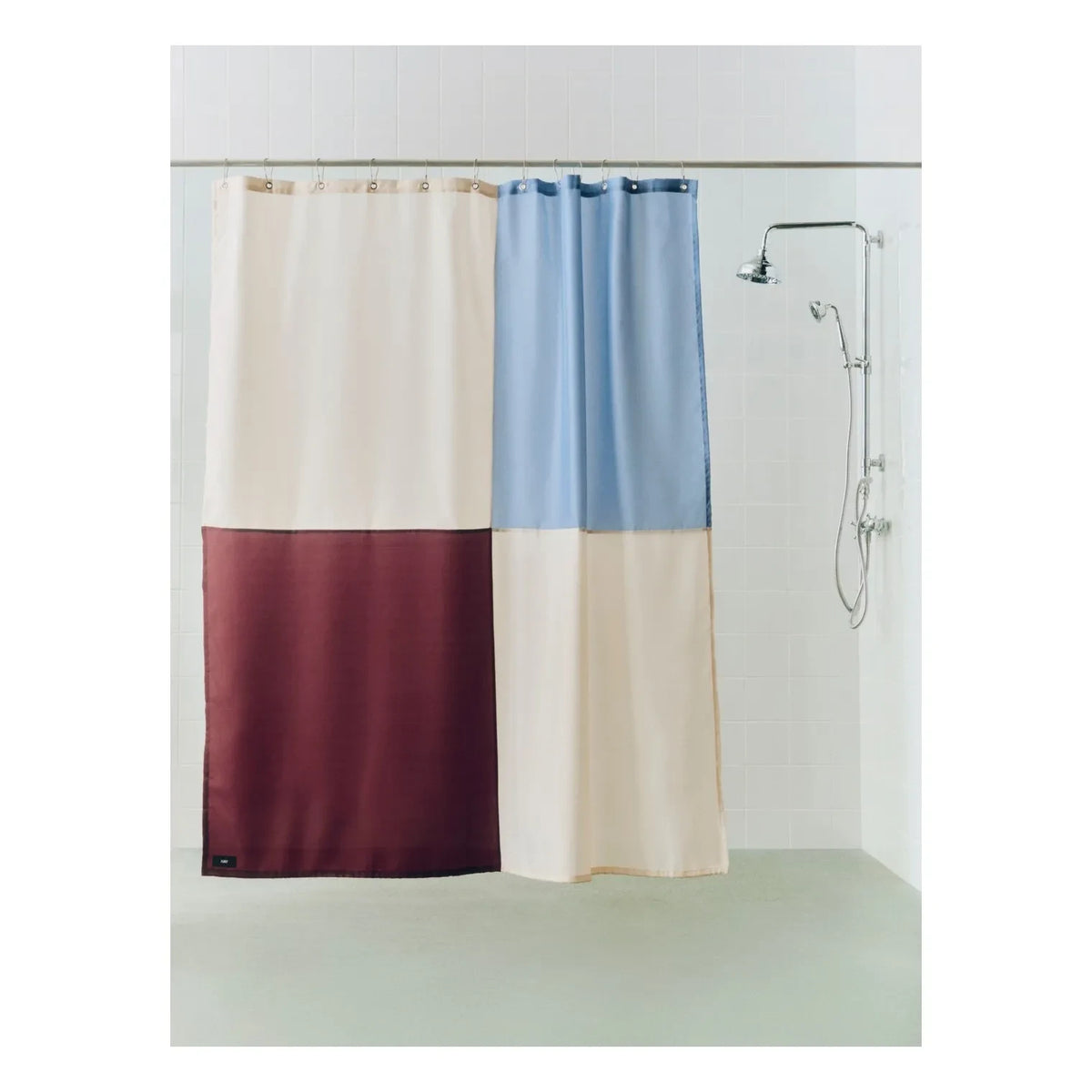 Hay - Grid Shower Curtain | Burgundy