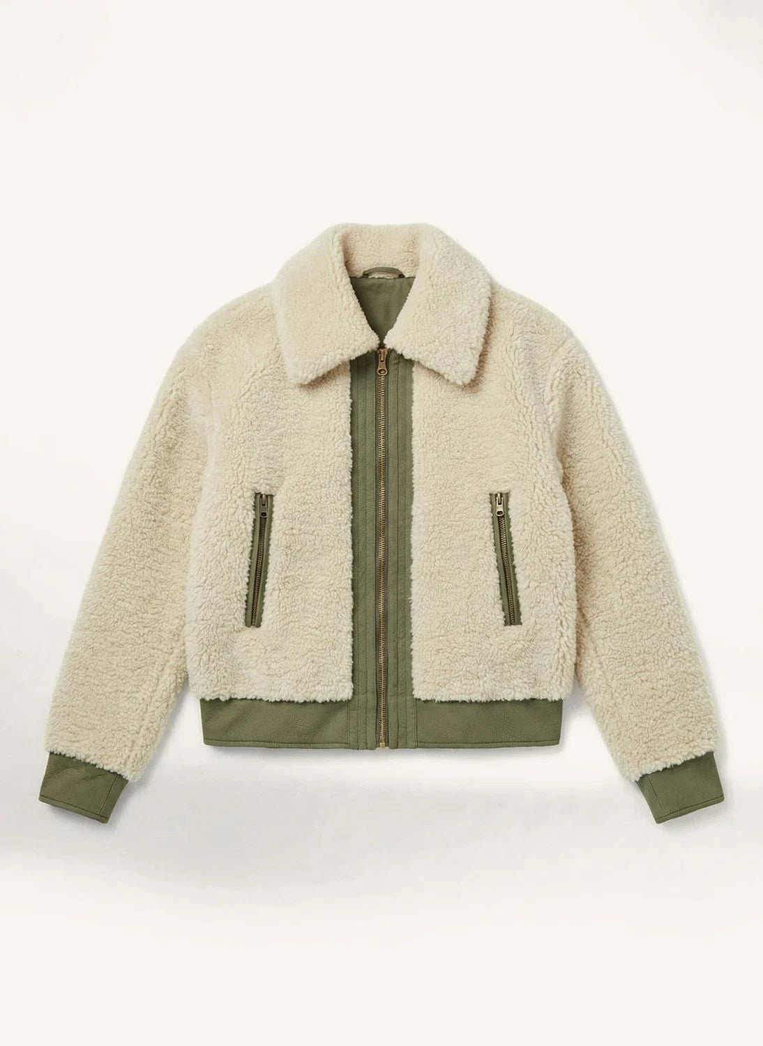 Leon & Harper - Chaqueta bomber Vlora con shearling | Caqui