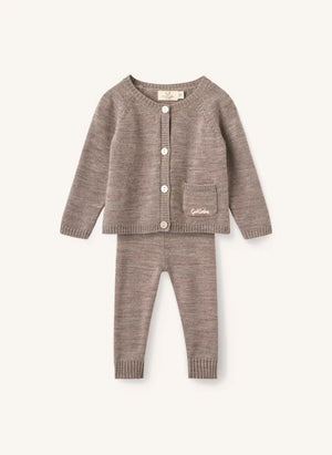 Copenhagen Colors - Merino Wool Cardigan and Leggings Set | Taupe Brown