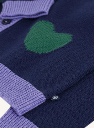 Petit Bateau - Wool Hearts Hırka | Gece mavisi