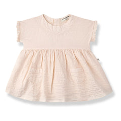 1+ in the family - Troya Seersucker Kleid | Beige-Rosa