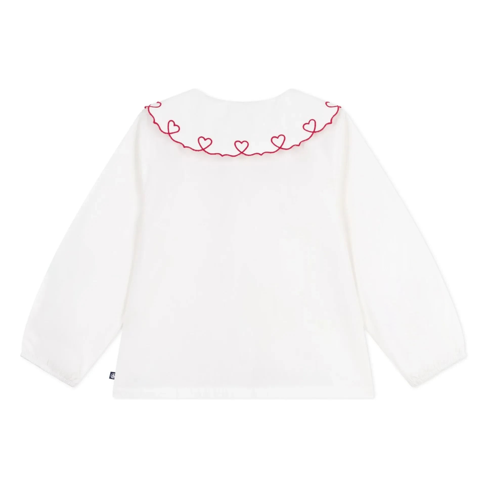 Petit Bateau - Kalp yakalı organik pamuk bluz | Beyaz