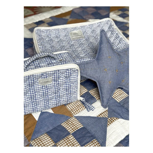 Editions Aimable - Maleta de tela Vadim | Algodón Vichy Azul