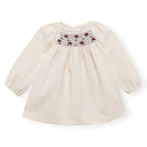 birinit - Organik Pamuk Çiçek Nakışlı Bluz | Fildişi